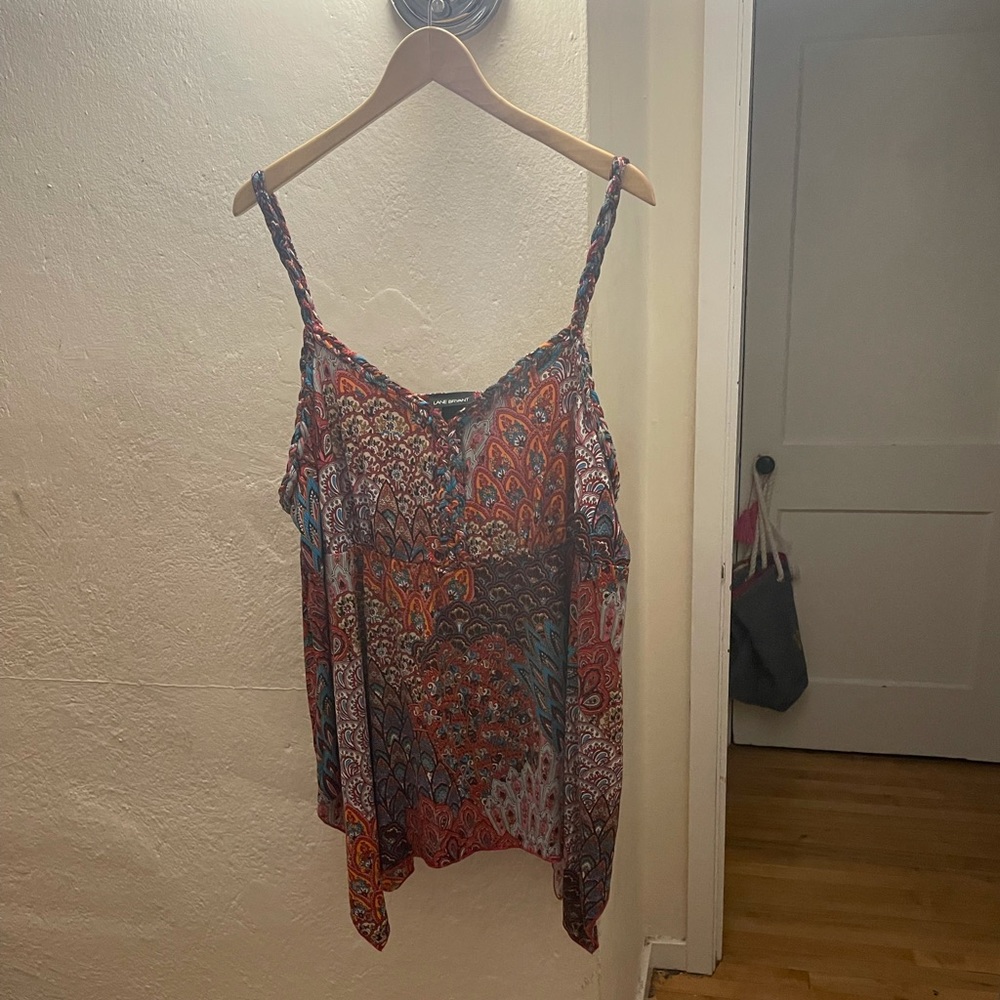 Multicolored poly blend sleeveless top